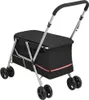 A black pet stroller with silver frame and wheels, shown against a white background. Produktbild-Vorschau