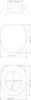 Diagrams showing the dimensions of a toilet seat. Produktbild-Vorschau