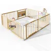 MEULBATY Laufstall Baby Laufgitter, klappbar Holz Laufstall Produktbild-Vorschau 1
