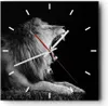 Wanduhr - Quadrat - Glasuhr - Löwe Gähnen Schwarz und Weiß Produktbild-Vorschau 1
