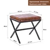 A diagram showing the dimensions of a brown upholstered stool with a black metal frame. Náhľad obrázku produktu
