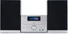 A micro stereo system with two speakers, a central unit with a CD player and display, and controls. Voir les images du produit