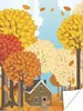 MuchoWow® Poster Eine Illustration einer Jagdhütte im Wald Produktbild-Vorschau 1