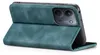 A teal flip case for a smartphone is shown open, revealing the phone's camera module. Produktbild-Vorschau