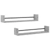 Two identical gray wall shelves with black bars are shown against a white background. Produktbild-Vorschau