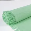 Tischläufer L140cm Hellgrün Baumwolle Tischdecke Fransen Produktbild-Vorschau 6