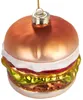 A hamburger-shaped Christmas ornament. Voir les images du produit