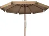 A taupe patio umbrella with a wooden pole is shown against a white background. Náhľad obrázku produktu