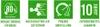 Four green squares with icons and text promoting product features. Produktbild-Vorschau