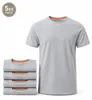 Mivaro Herren T-Shirt 5er Pack Basic Rundhals Grau meliert- Produktbild-Vorschau 1