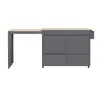 A gray kitchen island with a beige countertop and a pull-out table extension, shown against a white background. Voir les images du produit
