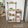 A kitchen shelf unit with various items displayed on it, including food, dishes, and bottles, in a kitchen setting. Náhled obrázku produktu