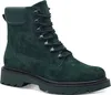 A single green suede lace-up boot is shown against a white background. Produktbild-Vorschau