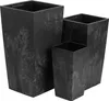 Three black planters of varying sizes are arranged together against a white background. Produktbild-Vorschau