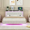 A bedroom scene featuring a bed with a headboard and storage. Náhľad obrázku produktu
