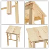 A collage of four close-up images showing different angles and details of a wooden stool. Voir les images du produit