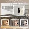 A makeup mirror with LED lighting and three different light modes, shown with examples of its use. Anteprima dell’immagine prodotto