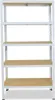 A white metal shelving unit with five tan shelves, shown against a white background. Voir les images du produit