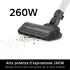 A vacuum cleaner head is shown close-up, with dirt on the floor being picked up. Text indicates the power of the vacuum. Náhled obrázku produktu