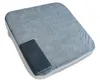 A gray heated seat cushion with a dark gray power bank on top, isolated on a white background. Náhled obrázku produktu