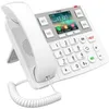 A white desk phone with a color screen and keypad. Produktbild-Vorschau