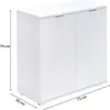 A white cabinet with two doors, shown from a slight angle with dimensions indicated. Produktbild-Vorschau