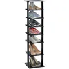 A tall, black, 8-tier shoe rack filled with various shoes. Podgląd zdjęcia produktu