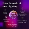 A marketing image for smart lighting, featuring text and icons describing features. Náhled obrázku produktu