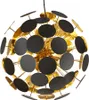 A close-up, studio shot of a spherical chandelier with multiple black and gold discs. Podgląd zdjęcia produktu