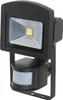 A black LED floodlight with a motion sensor attached. Produktbild-Vorschau