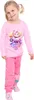 A young girl is posing for a product image, wearing a pink long-sleeved shirt and pink pants. Produktbild-Vorschau