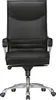 A black office chair with a silver base and wheels, shown from the front. Produktbild-Vorschau