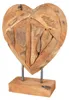 BURI Teak Herz Skulptur auf Ständer massiv - 30 cm Tisch Produktbild-Vorschau 1