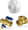 A white expansion vessel and two brass plumbing fittings are shown against a white background. Produktbild-Vorschau