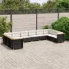 10-tlg. Garten-Sofagarnitur mit Kissen Schwarz Poly Rattan Produktbild-Vorschau 2