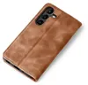 A brown flip cover case for a smartphone is shown against a white background. Produktbild-Vorschau