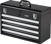 A black metal toolbox with silver drawers is shown against a white background. Anteprima dell’immagine prodotto
