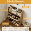 COSTWAY szafka na buty 2 klapy, wywrotka z rattanowymi Podgląd zdjęcia produktu 6