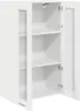 A white cabinet with two glass doors, open to reveal three shelves. Anteprima dell’immagine prodotto