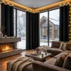 A cozy living room with a fireplace and large windows overlooking a snowy landscape. Náhľad obrázku produktu
