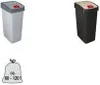 Two different colored trash cans and a drawing of a trash bag. Podgląd zdjęcia produktu