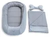 BABYNEST + DECKE + Kissen GRAU Samt Velour/ PUNKTE Grau Baumwolle Nestchen Produktbild-Vorschau