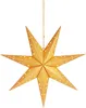 A golden, eight-pointed paper star lantern with small white dots, hanging from a thin string against a white background. Voir les images du produit