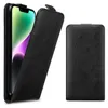 A black flip case for a smartphone is shown from two angles against a white background. Náhľad obrázku produktu