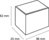 A line drawing of a rectangular box with dimensions indicated. Produktbild-Vorschau