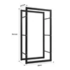 A product image showing a metal firewood rack with dimensions indicated. Produktbild-Vorschau