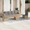 7-tlg. Garten-Sofagarnitur mit Kissen Beige Poly Rattan Produktbild-Vorschau 2
