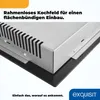 A close-up of the edge of a frameless induction cooktop, highlighting its flush-mount design and ventilation system. Produktbild-Vorschau