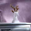 LED Polyresin Figur  Rentier Kopf warmweiße LEDs Dekoration Produktbild-Vorschau 1
