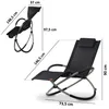 A diagram showing a black rocking chair with dimensions indicated by lines and text. Produktbild-Vorschau